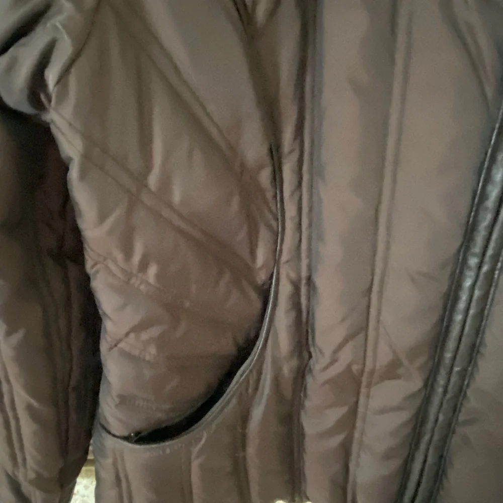 Michael Kors winter jacket brown with leather trim